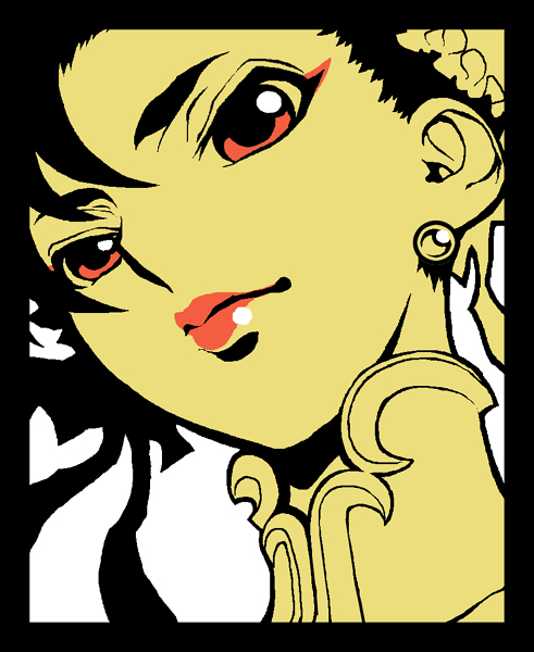 bun_cover, burugariya, capcom, chun-li, double_bun, eyeshadow, lipstick, monochrome