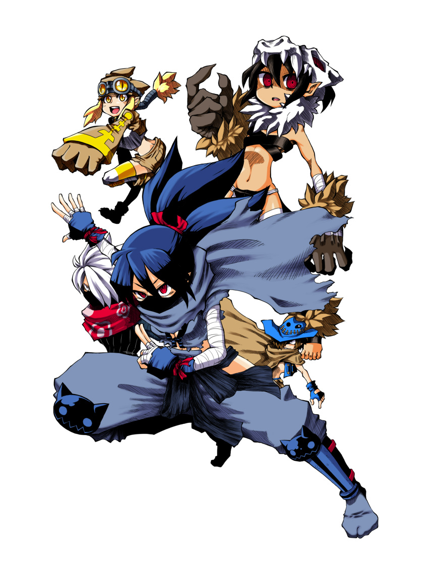 2boys, 3girls, absurdres, arita_hino, black_hair, blonde_hair, cape, cowboy_hat