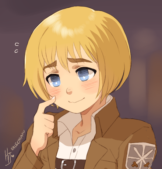 1boy, armin_arlert, artist_name, belt, blonde_hair, blue_eyes, blush, buckle