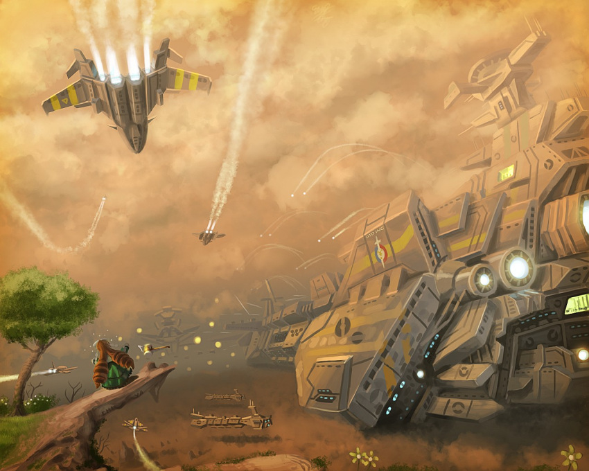 dress, drill_hair, flower, gtd-carthage, rozen_maiden, space_craft, spaceship, starfighter