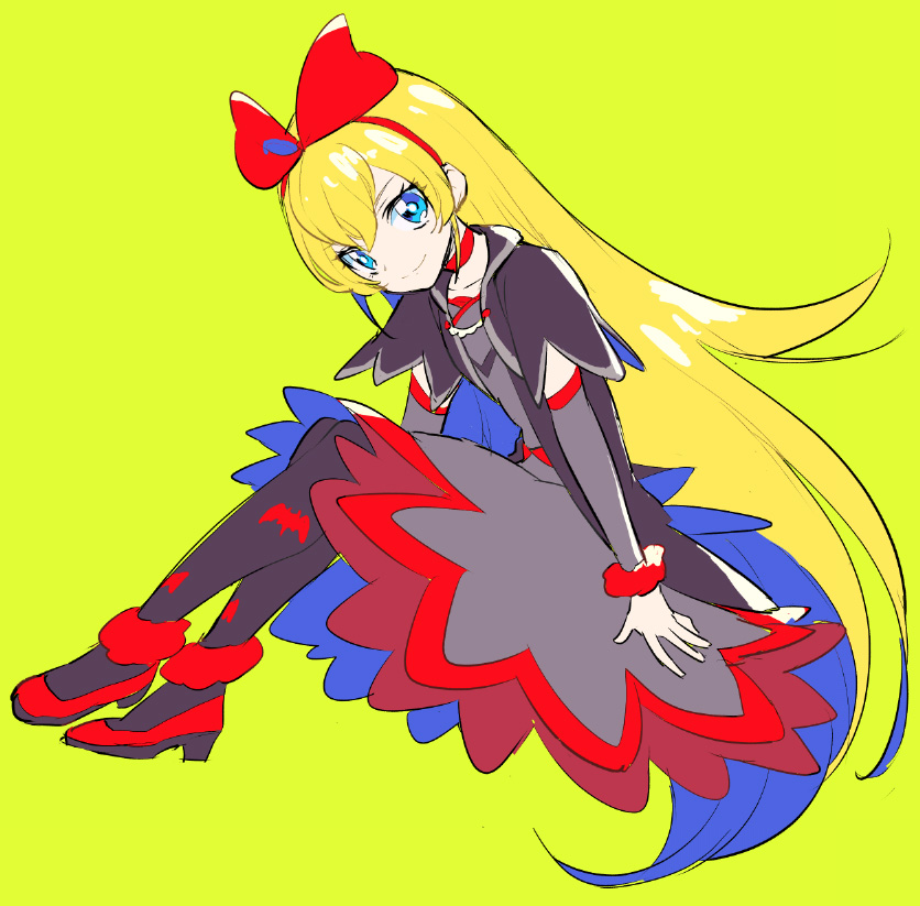 1girl, bat_print, black_jacket, blonde_hair, blue_eyes, choker, detached_sleeves, dokidoki!_precure