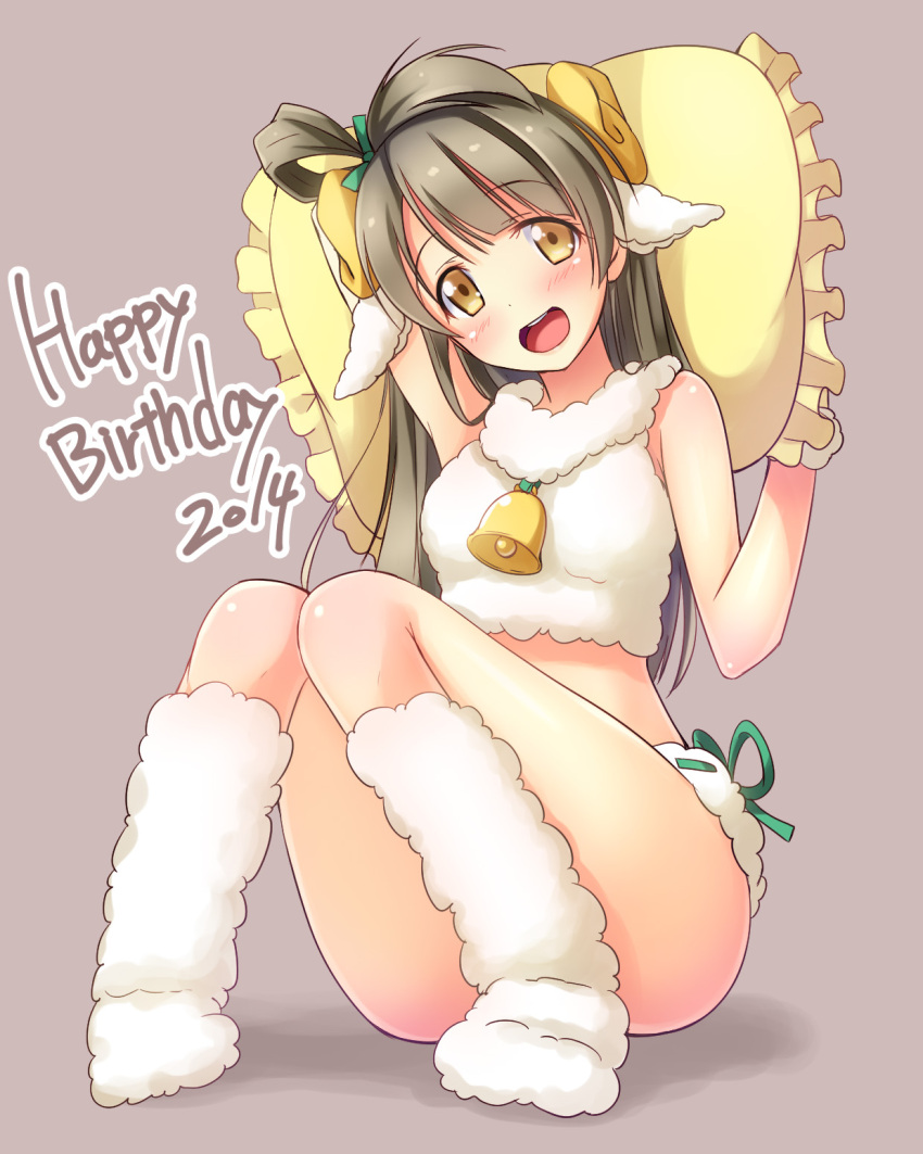 1girl, 2014, :d, animal_costume, animal_ears, bell, blush, boots