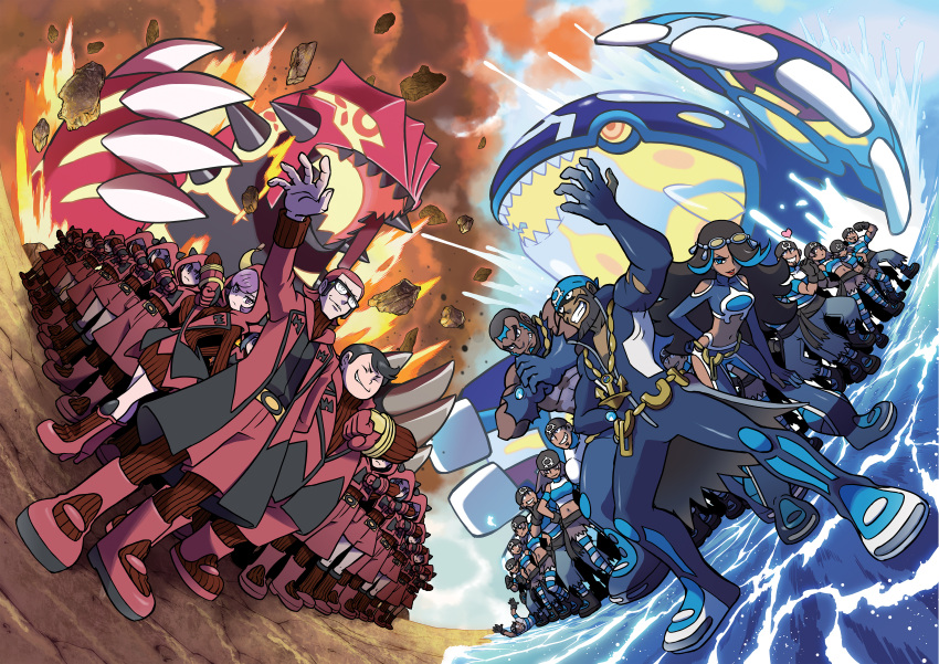 6+boys, 6+girls, absurdres, anchor, aogiri_(pokemon), aogiri_(pokemon)_(remake), bandana, beard