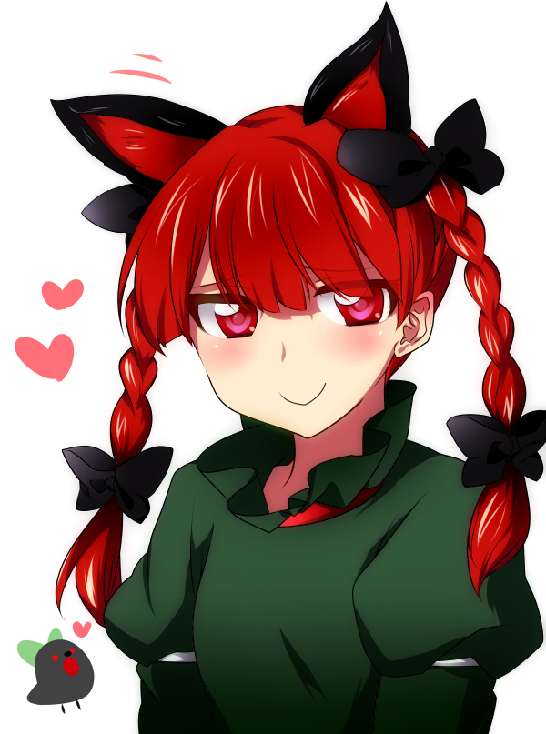 1girl, animal_ears, blush, bow, braid, bust, cat_ears, hair_bow