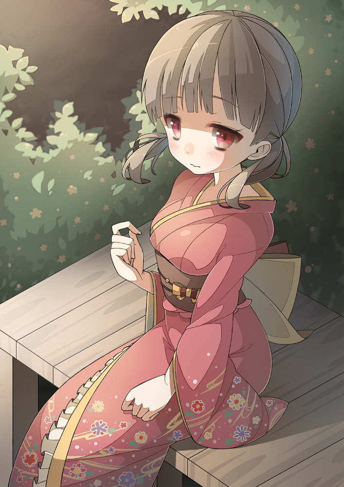 1girl, blush_stickers, chitetan, girlfriend_(kari), japanese_clothes, kimono, long_hair, looking_at_viewer