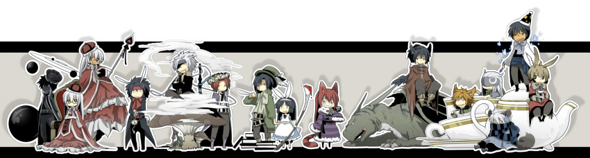 amagi_miroku, amamiya_sakurako, animal_ears, aoi_yusaka, black_hair, brown_hair, caprico_(psyren), crown