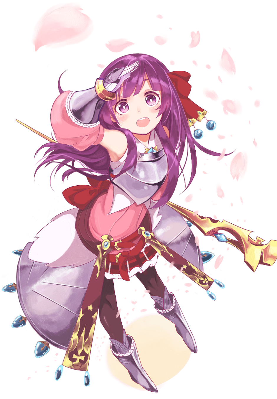 1girl, arianna_(sekaiju), armor, bare_shoulders, detached_sleeves, gauntlets, hair_ornament, highres