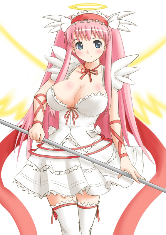 angel, blush, breasts, cleavage, ginjyasei, halo, haramura_nodoka, large_breasts