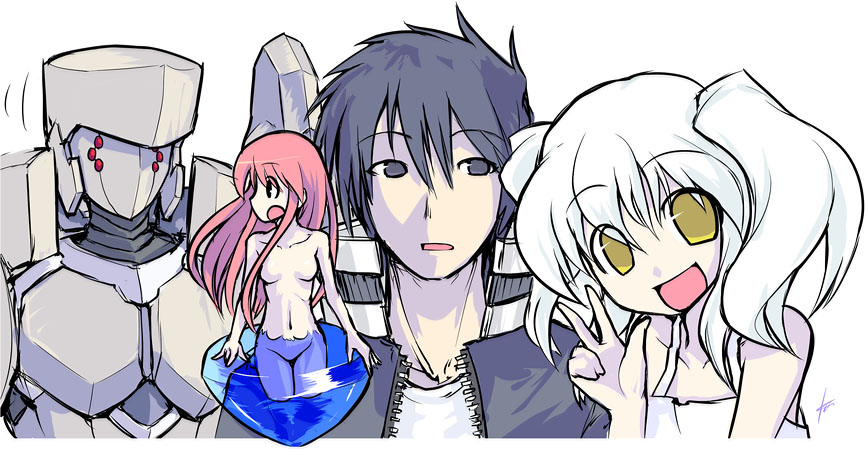 1boy, 3girls, dead_liar, ebizome, hellsinker, kagura_(hellsinker), multiple_girls, tagme, tobari-maru, unnamed_771