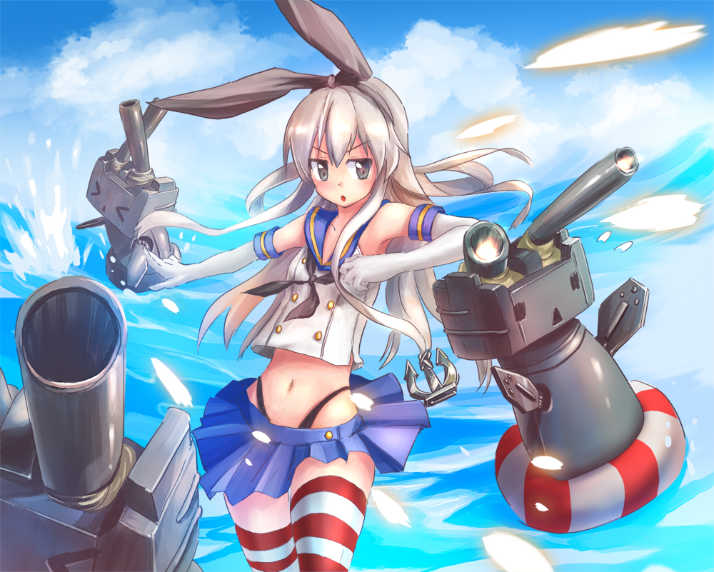 1girl, anchor_hair_ornament, elbow_gloves, gahakuna_kuroneko, gloves, grey_eyes, hairband, kantai_collection