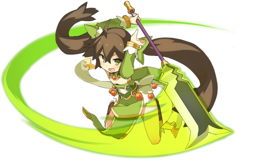 >:d, 1girl, :d, black_hair, exrail, green_eyes, highres, holding
