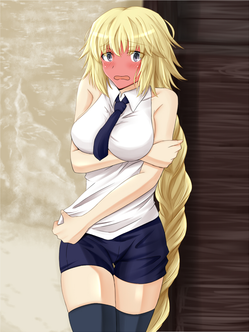 1girl, blonde_hair, blush, braid, breasts, fate/stay_night, fate_(series), ikinokorubatu