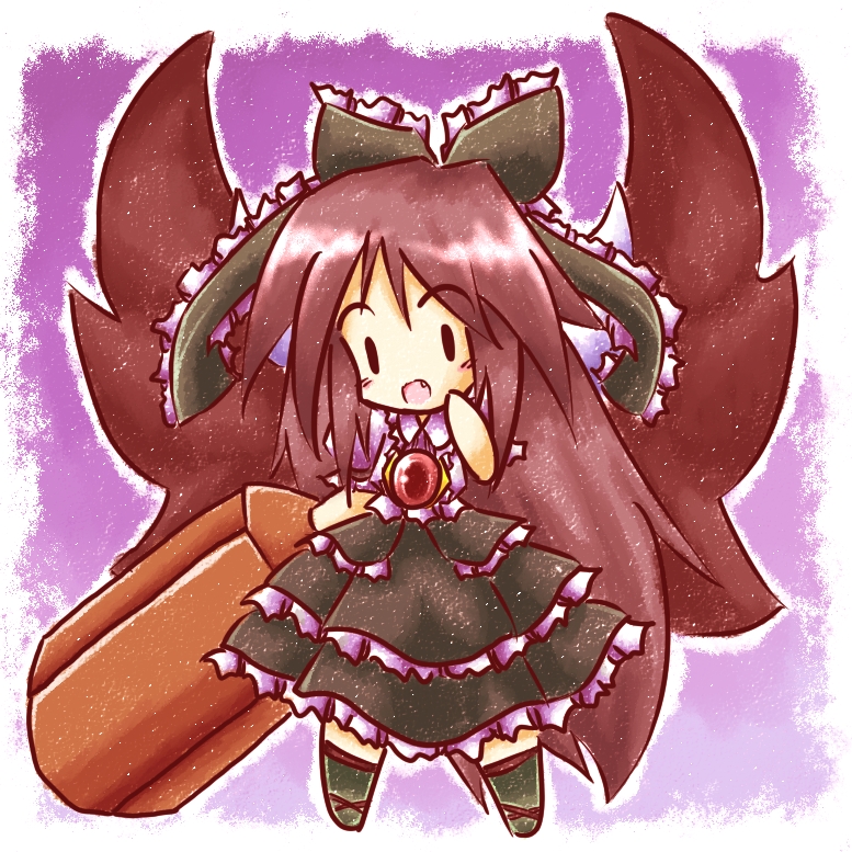 ?_(pixiv34168), bow, brown_hair, eyes, long_hair, reiuji_utsuho, tilde_(ice_cube), touhou