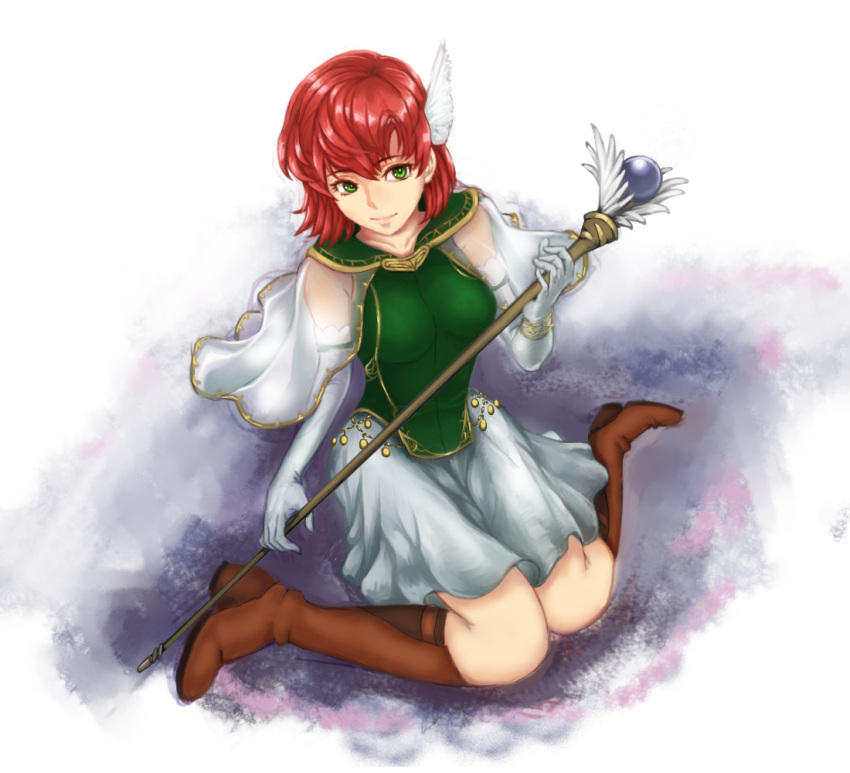 1girl, bob_cut, boots, capelet, elbow_gloves, fire_emblem, fire_emblem:_rekka_no_ken, gloves