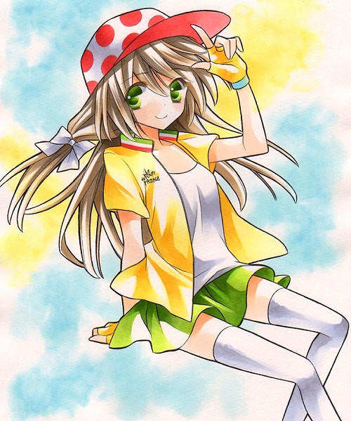 1girl, bow, brown_hair, casual, fingerless_gloves, gloves, green_eyes, hair_bow