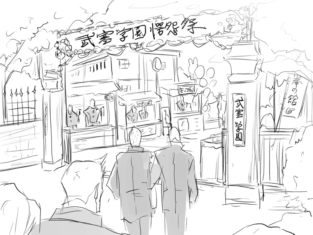 6+boys, banner, comic, eroe, festival, monochrome, multiple_boys, original