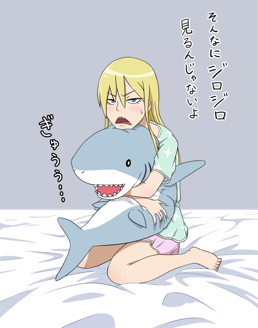 1girl, alternate_hairstyle, azinori123, blonde_hair, blue_eyes, hair_down, hakodate_omiko, highres