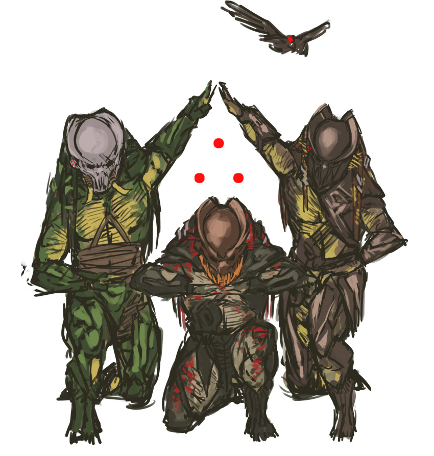 highres, nameo_(judgemasterkou), one_knee, pose, predator, predator_(movie)