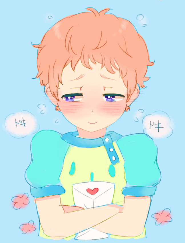1boy, :>, blush, free!, kalechip, letter, love_letter, male
