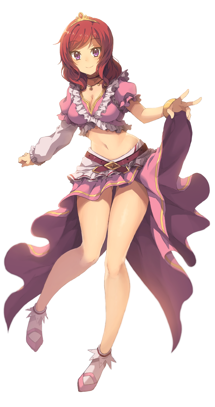 1girl, belt, bracelet, breasts, choker, cleavage, highres, jewelry