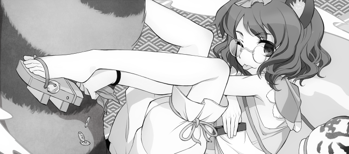 1girl, ;p, animal_ears, bell, bloomers, coin, funamushi_nomore, futatsuiwa_mamizou