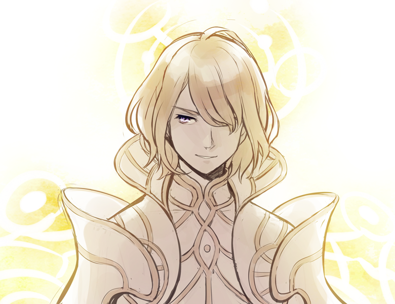 1boy, blonde_hair, hair_over_one_eye, halo, solo, spoilers, ttk_(ehohmaki), xanthe