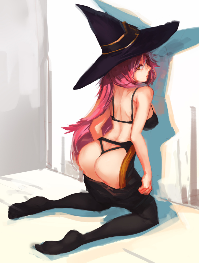 1girl, ass, black_legwear, blazblue, blazblue_phase_0, breasts, brown_eyes, doomfest