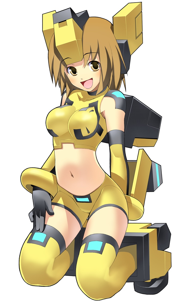 1girl, armored_boots, bodysuit, breasts, brown_eyes, brown_hair, cosmic_break, headgear