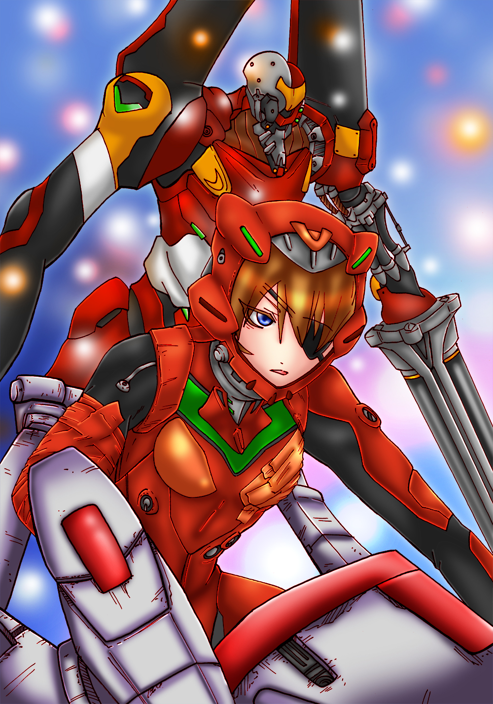 1girl, ayu_minori, blue_eyes, brown_hair, cockpit, eva_02, evangelion:_3.0_you_can_(not)_redo, eyepatch