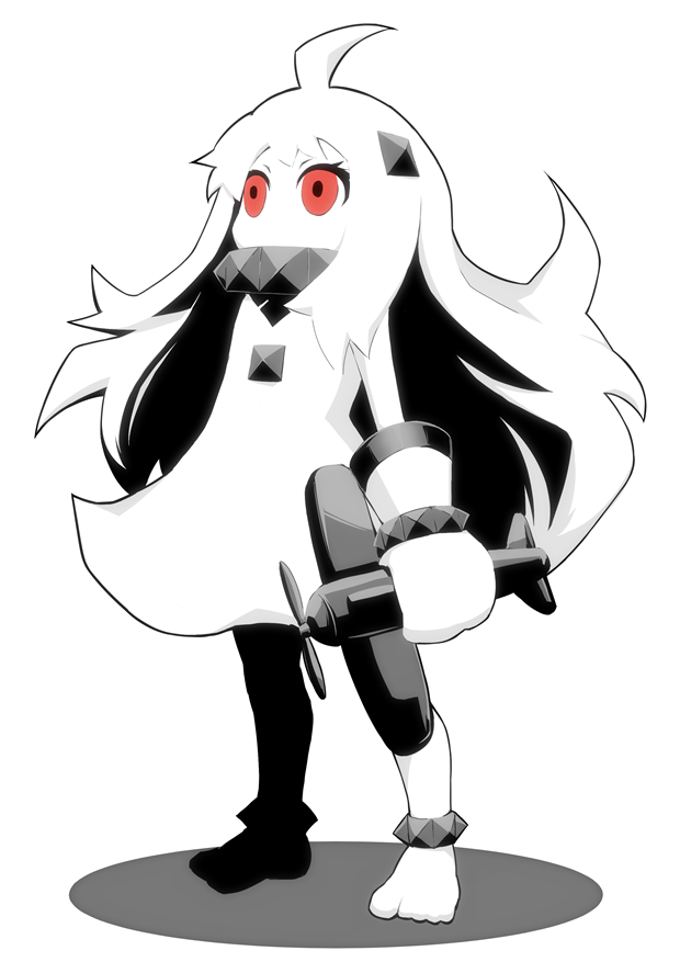 1girl, ahoge, airplane, anklet, dress, full_body, holding, horns