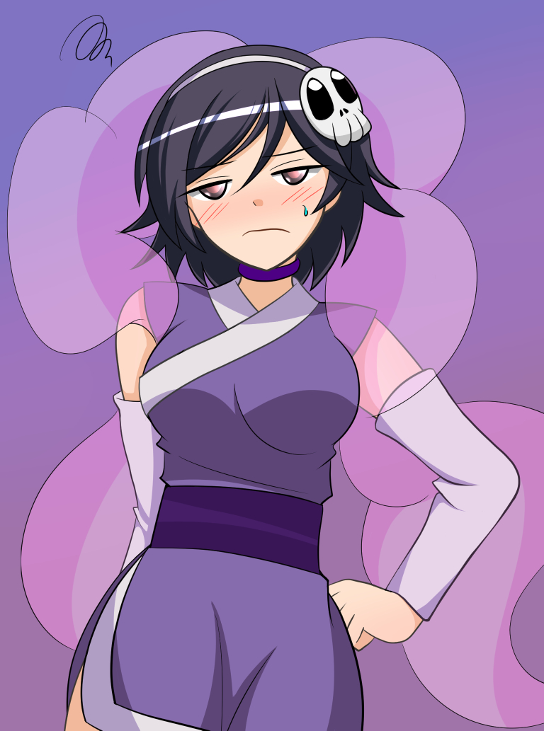 1girl, black_hair, blush, breasts, catback, choker, elsea_de_lute_irma, elsea_de_lute_irma_(cosplay)