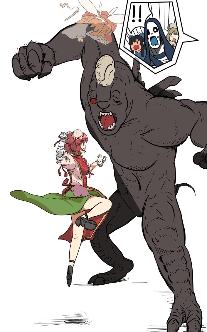 bandages, bow, hair_bow, ibaraki_kasen, invisible, kokoyashi, luna_child, multiple_tails