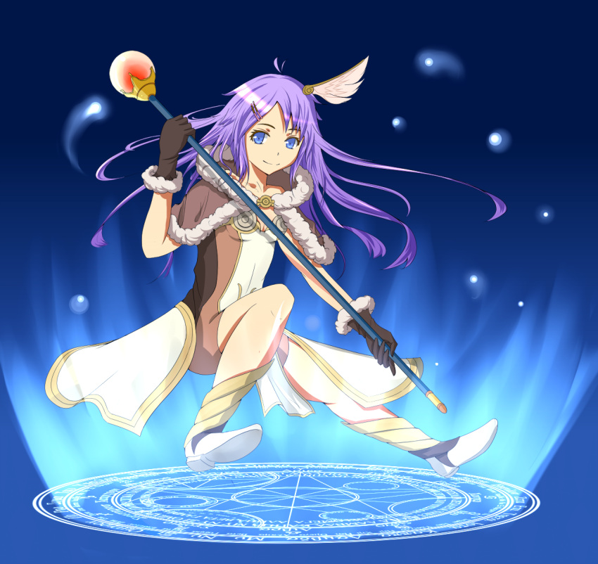 1girl, blue_eyes, breasts, cape, cleavage, hair_ornament, hairclip, high_wizard