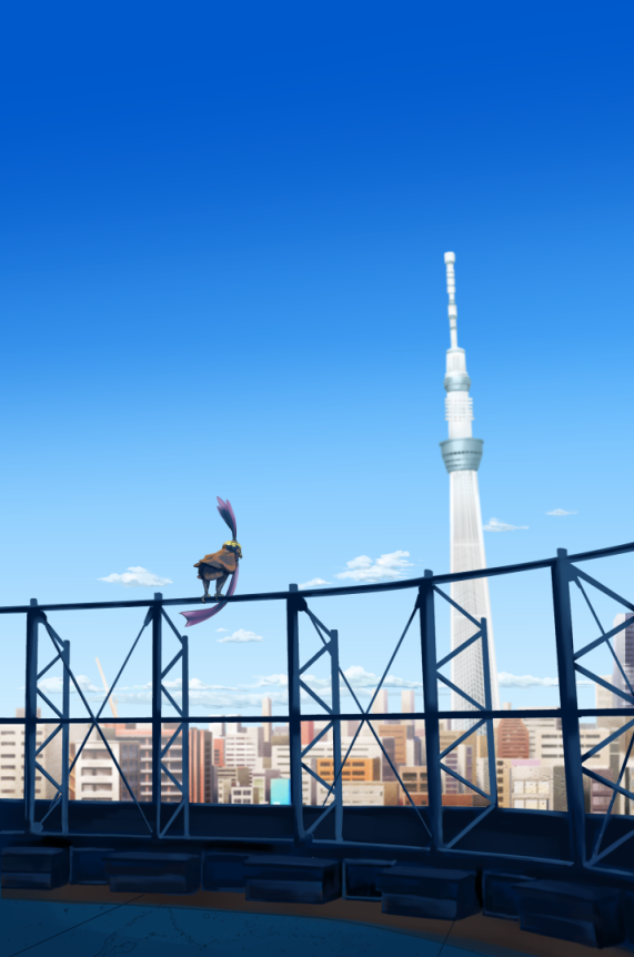 aoi_(dizzy), bird, city, falcon, helmet, jojo_no_kimyou_na_bouken, no_humans, pet_shop