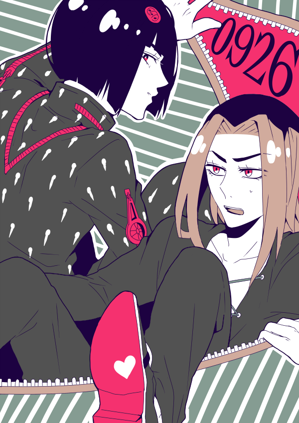 2boys, bob_cut, bruno_bucciarati, citron9414, dated, hair_ornament, jojo_no_kimyou_na_bouken, leone_abbachio
