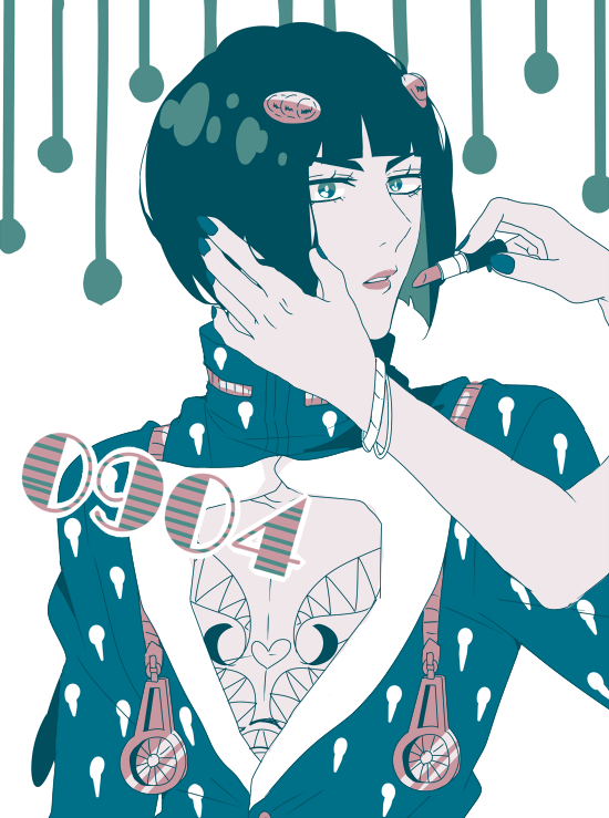 1boy, bob_cut, bruno_bucciarati, citron9414, dated, hair_ornament, jojo_no_kimyou_na_bouken, lipstick