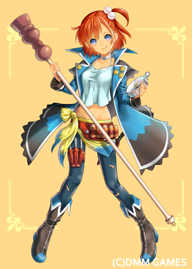 1girl, blue_eyes, compass, last_summoner, orange_hair, tagme