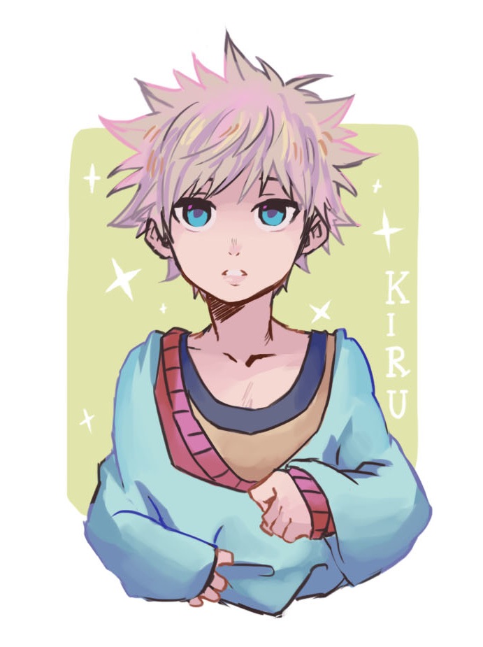 1boy, blue_eyes, grimmy666666, hunter_x_hunter, killua_zoldyck, silver_hair, solo, sparkle