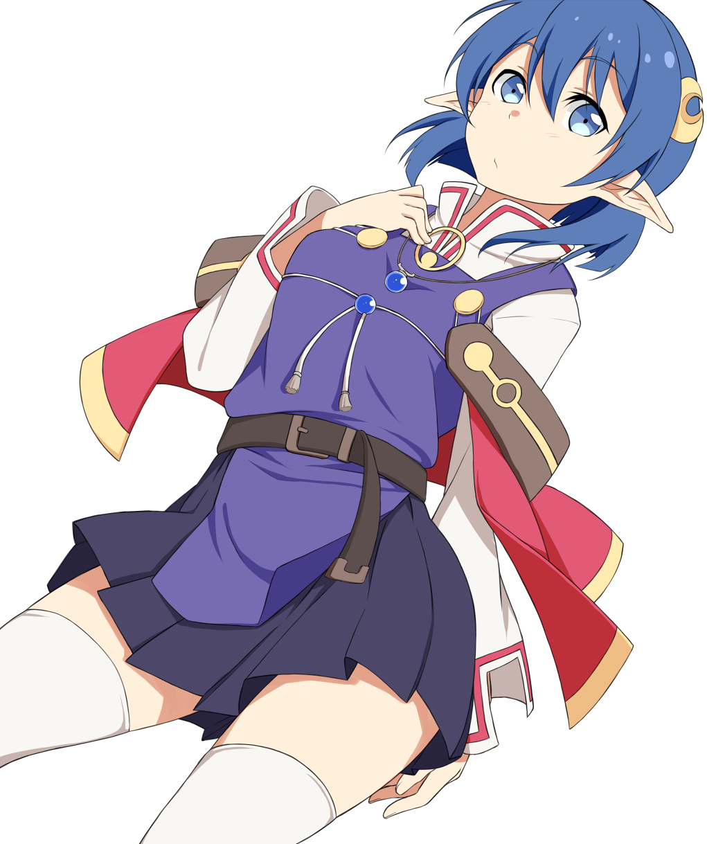 1girl, blue_eyes, blue_hair, blue_skirt, capelet, crescent_hair_ornament, dutch_angle, hair_ornament