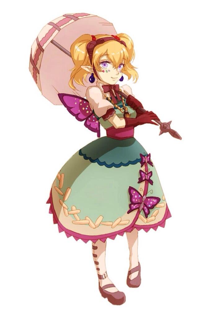 agitha, blonde_hair, earrings, gloves, gothic_lolita, jewelry, lolita_fashion, long_hair, mentan_(anokoid), pointy_ears, smile, the_legend_of_zelda, twilight_princess, twintails, umbrella, violet_eyes, wings