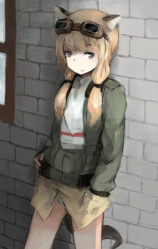 1girl, animal_ears, blonde_hair, blue_eyes, bottomless, carla_j_luksic, cat_ears, cat_tail