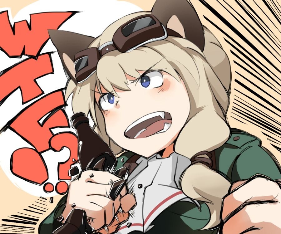 1girl, animal_ears, blonde_hair, blue_eyes, blush, bottle, breaking, carla_j_luksic