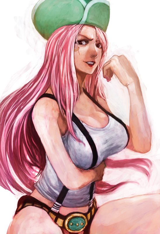 belt, cleavage, female, hat, jewelry_bonnie, lack, large_breasts, long_hair