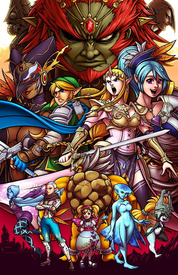 4boys, 6+girls, agitha, alternate_costume, armor, armored_dress, breasts, character_request