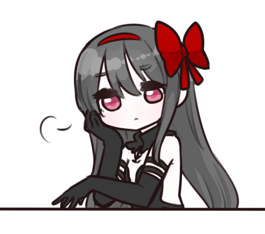 1girl, akemi_homura, akuma_homura, bare_shoulders, black_dress, black_gloves, black_hair, bow