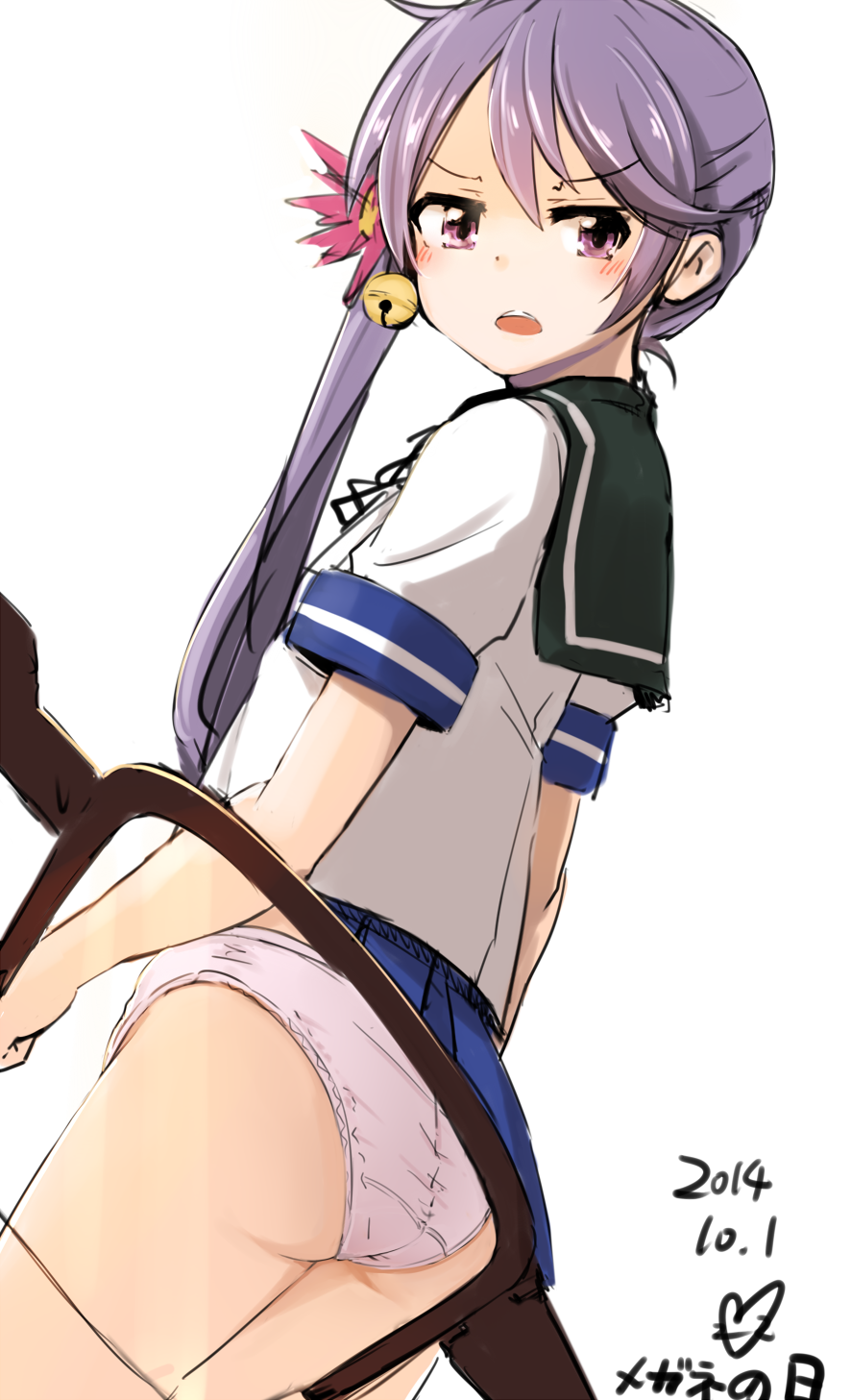 1girl, akebono_(kantai_collection), blush_stickers, dated, glasses, glasses_day, hair_ornament, highres