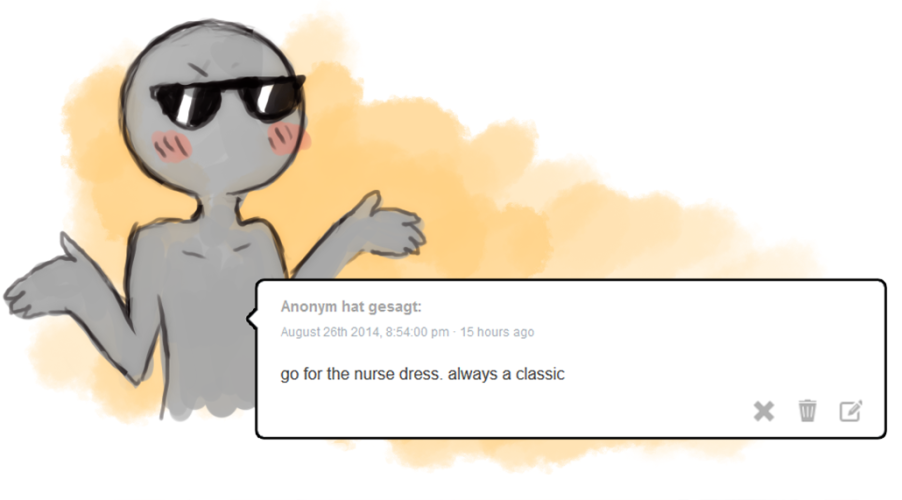 anonymous, blush, commentary, original, solo, sunglasses, tumblr, yellowfur