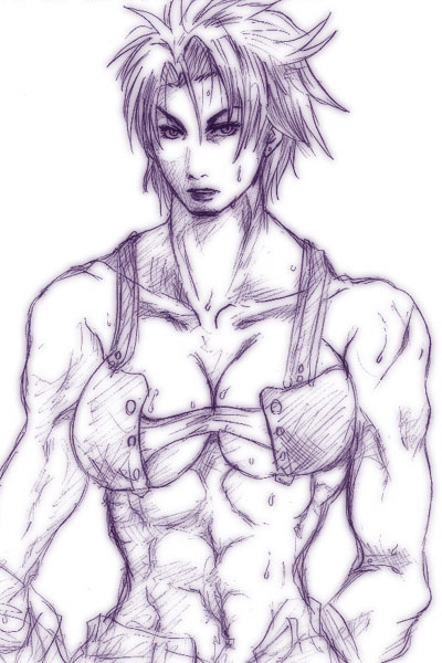 1girl, abs, bloody_roar, breasts, cleavage, jeanne_gado, large_breasts, muscle