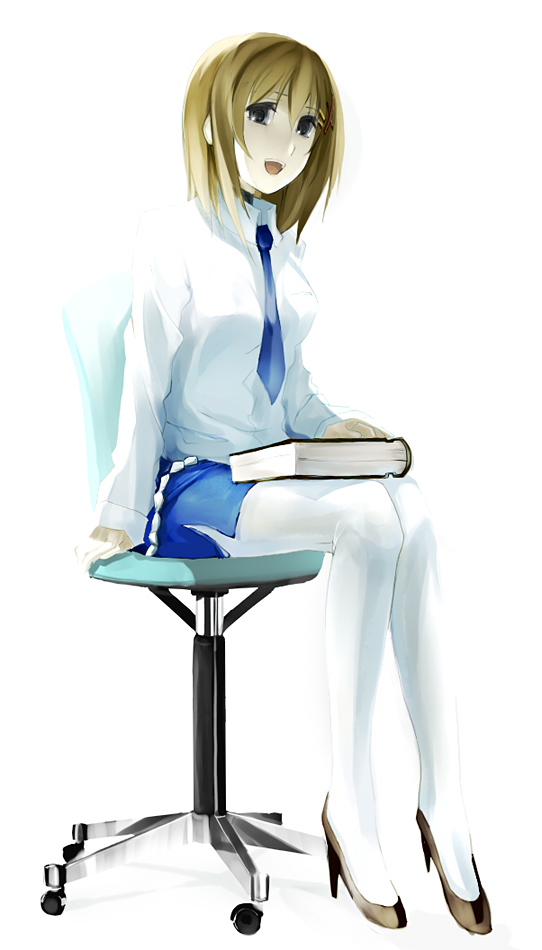 book, brown_hair, chair, high_heels, mahou_shoujo_lyrical_nanoha, mahou_shoujo_lyrical_nanoha_a's, mahou_shoujo_lyrical_nanoha_a's, mahou_shoujo_lyrical_nanoha_strikers