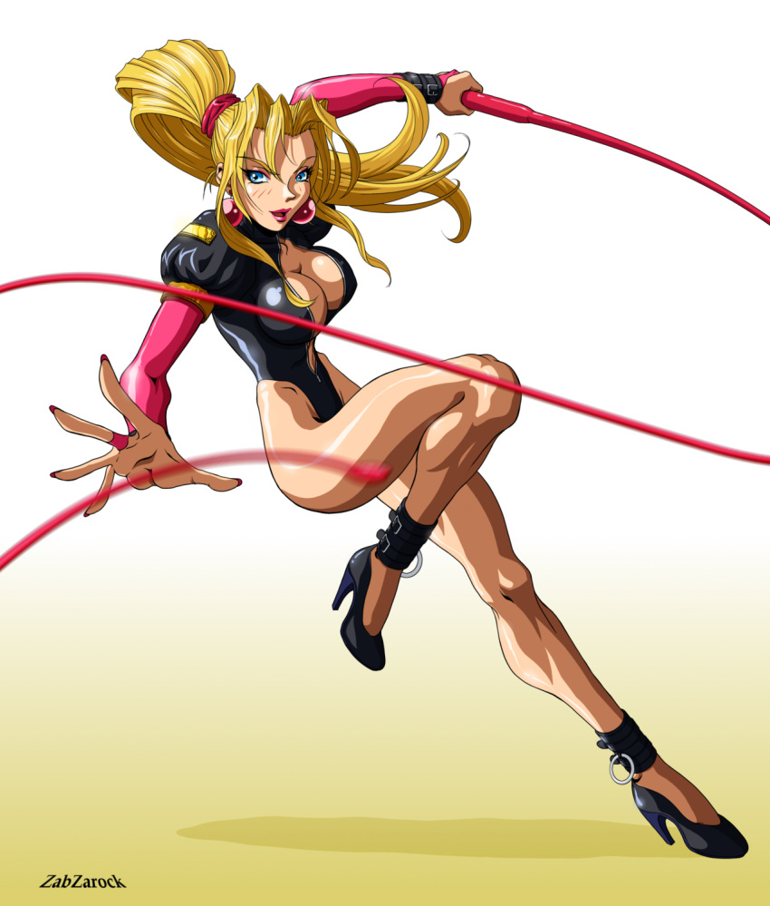 1girl, anklet, artist_name, bare_legs, blonde_hair, blue_eyes, bracelet, breasts
